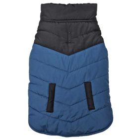 Fashion Pet Reversible Color Block Puffer Dog Jacket Blue (Option1: Large)