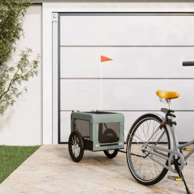 Pet Bike Trailer Gray and Black Oxford Fabric&Iron (Color: Gray)