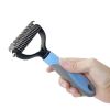 Pet Grooming Tool 2 Sided Undercoat Rake for Cats & Dogs - Safe Dematting Comb for Easy Mats & Tangles Removing -Pet Brush-Cat Grooming-Grooming Tool